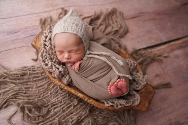 Slapen Pasgeboren Jongen Eerste Dagen Van Het Leven Pasgeboren Fotosessie — Stockfoto