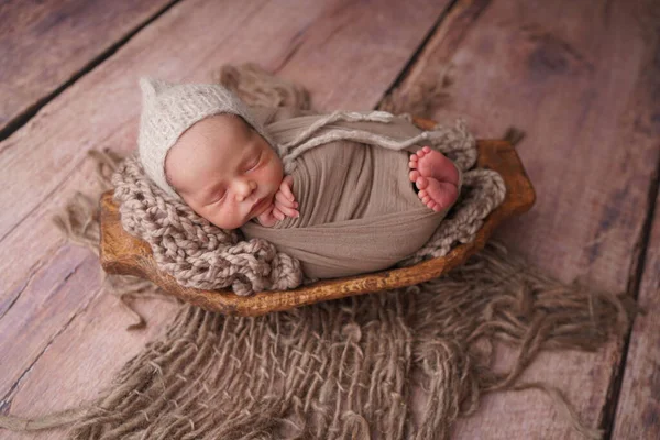 Slapen Pasgeboren Jongen Eerste Dagen Van Het Leven Pasgeboren Fotosessie — Stockfoto