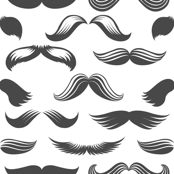 Negro y blanco bigotes patrón sin costuras — Archivo Imágenes Vectoriales