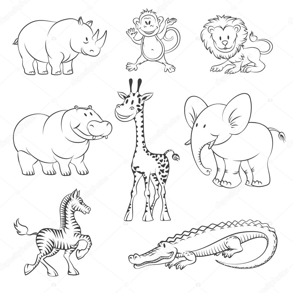 Jungle Animal Clipart Black And White