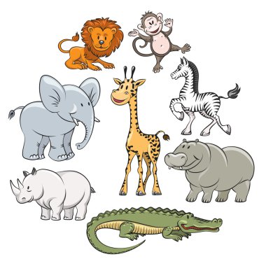 Karikatür safari ve orman hayvanlar