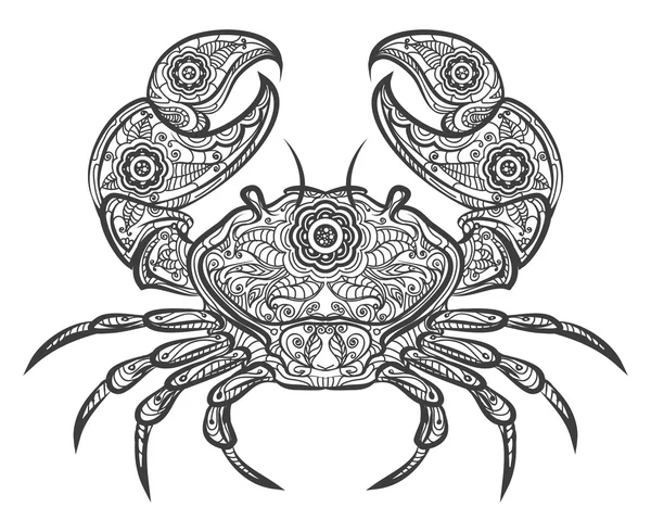 Krab zentangle pictogram. Vector hand getekende krab — Stockvector