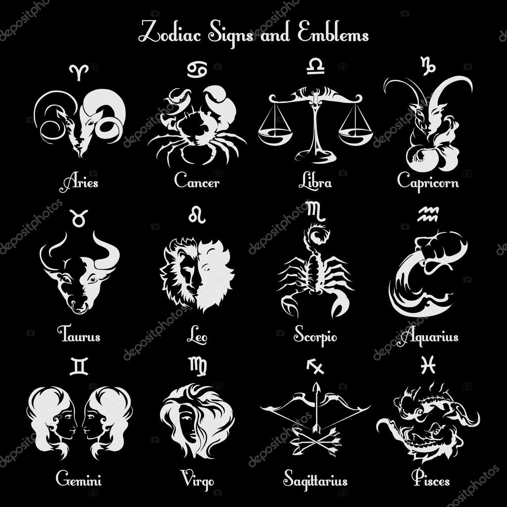 Zodiac symbols and signs — Stock Vector © vectortatu #103717798
