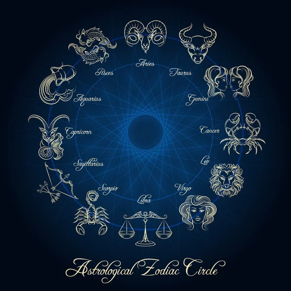 Círculo zodiacal astrológico — Vector de stock