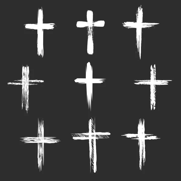 Grunge christliche Kreuz-Ikonen — Stockvektor