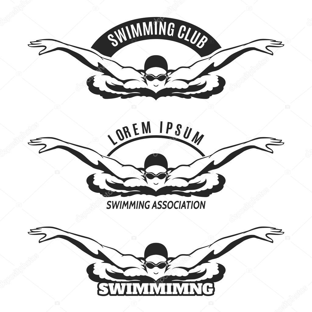Swimming man on wave logo