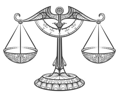 Zentangle tarzda çizilmiş burç Terazi