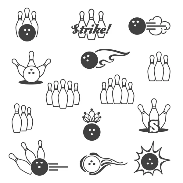 Bowling signs icons — Stock Vector
