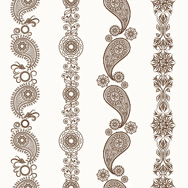 Fronteiras ornamentais de Henna mehndi — Vetor de Stock