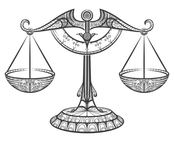 Zentangle スタイルで描画される星座天秤座 — ストックベクタ
