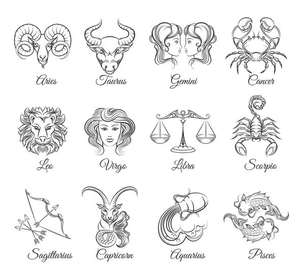 Vettore di segni grafici zodiacali — Vettoriale Stock