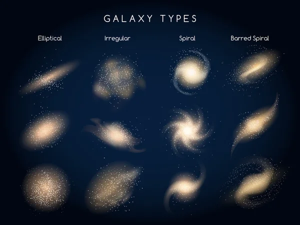 Tipo de galaxia vector iconos — Archivo Imágenes Vectoriales