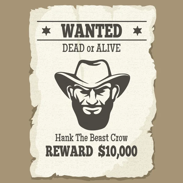 Wanted dead or alive western poster — Stock Vector