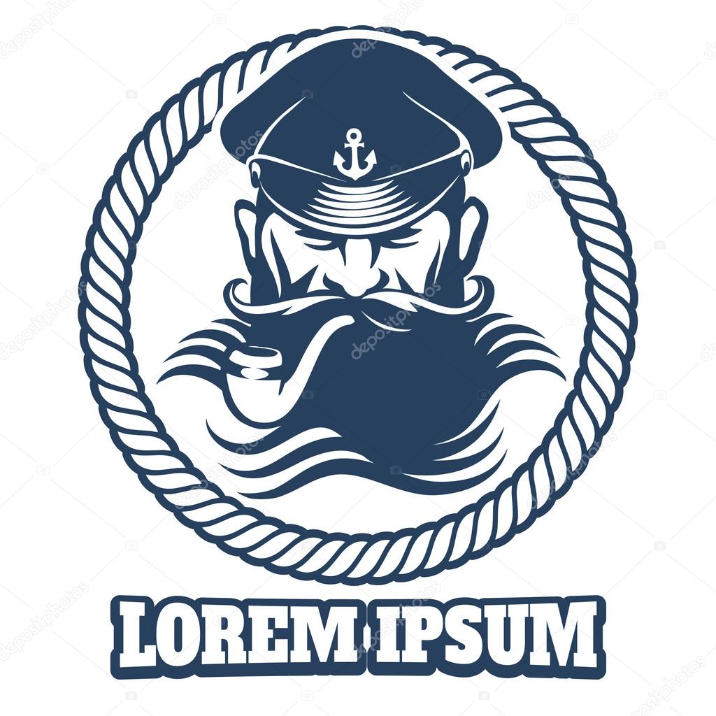 Captain logo or captain tattoo element. Vector illustration