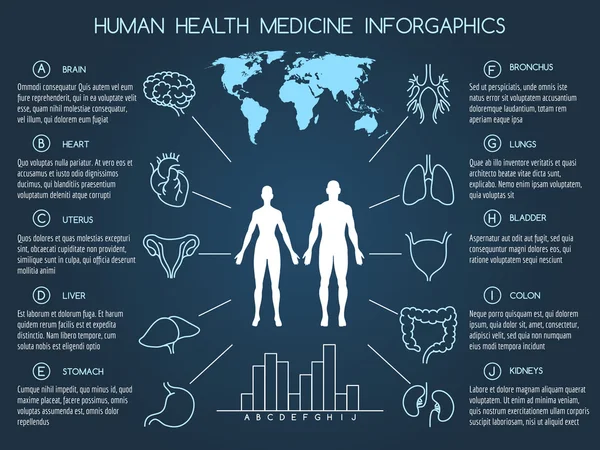 Infográficos de cuidados de saúde do corpo humano — Vetor de Stock
