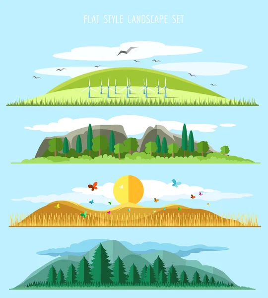 Vector paisaje forestal plano — Vector de stock