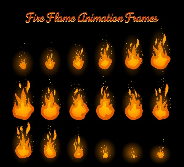 Fire flame animation for fire trap — Stock Vector