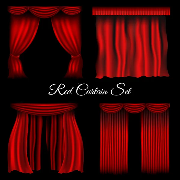 Cortinas rojas sobre fondo transparente — Vector de stock