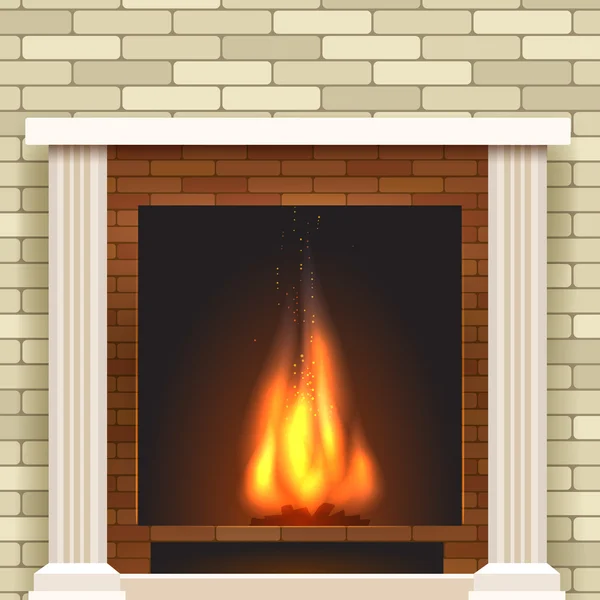 Classic fireplace vector icon. — Stock Vector