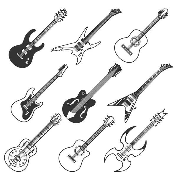 Siyah gitar siluetleri vektör
