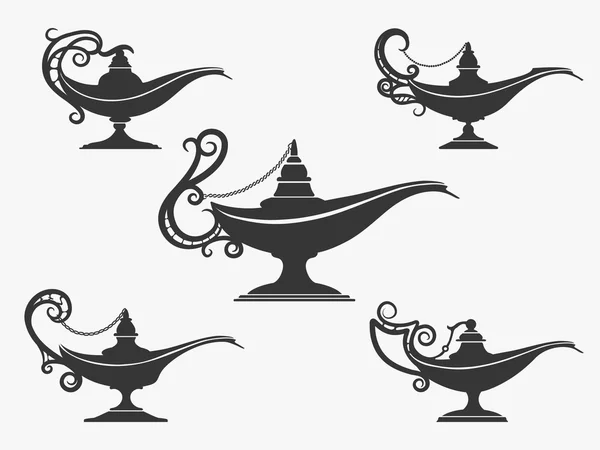 Aladdin lamp icon set — Stock Vector