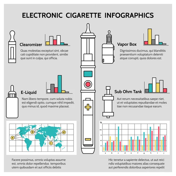 Ηλεκτρονικό τσιγάρο κάπνισμα infographics — Διανυσματικό Αρχείο