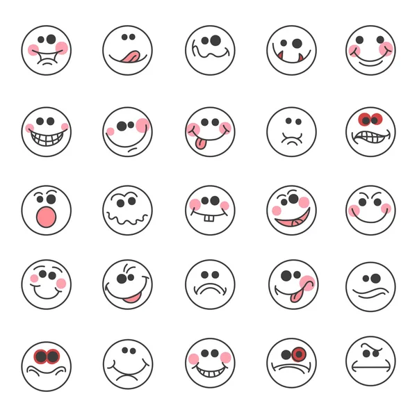 Emoticons de rabiscos desenhados à mão —  Vetores de Stock