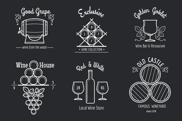 Σετ κρασιού γραμμή λογότυπο — Διανυσματικό Αρχείο