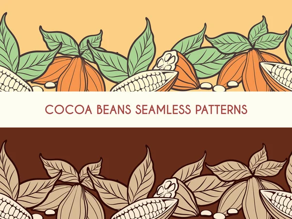 Cacaobonen naadloze patronen — Stockvector