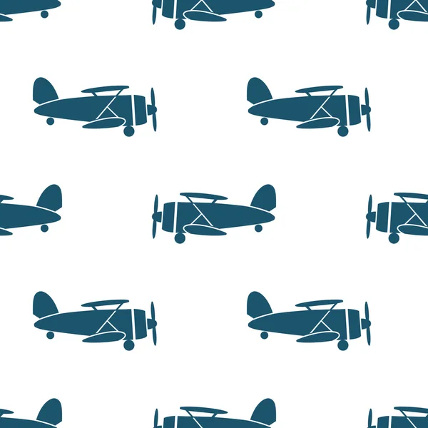 블루 biplanes 원활한 패턴 — 스톡 벡터