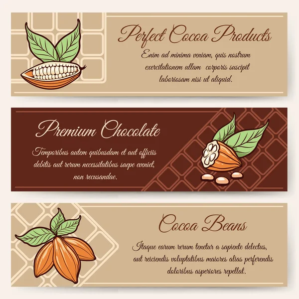 Chocolade en cacao banner sjablonen — Stockvector