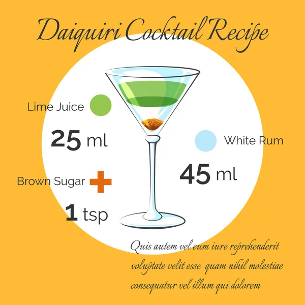 Daiquiri cocktail vector receipt poster — Stock Vector