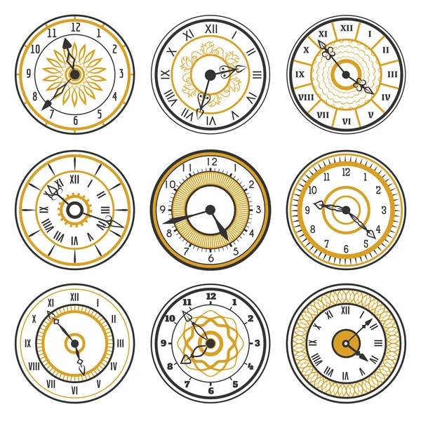 Vektor Uhr Gesicht Sammlung — Stockvektor