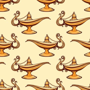 Altın aladdin lamba seamless modeli