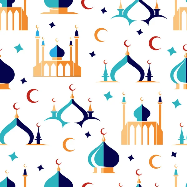 Arabian χωρίς ραφή πρότυπο με φεγγάρι και το Τζαμί — Διανυσματικό Αρχείο