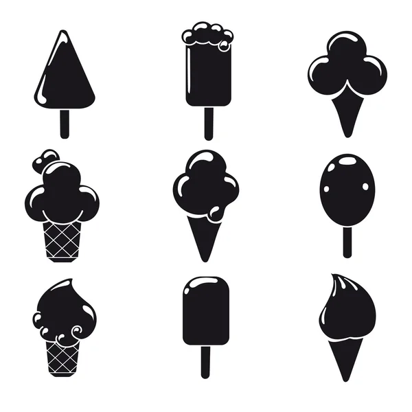 Iconos de helado blanco y negro — Archivo Imágenes Vectoriales