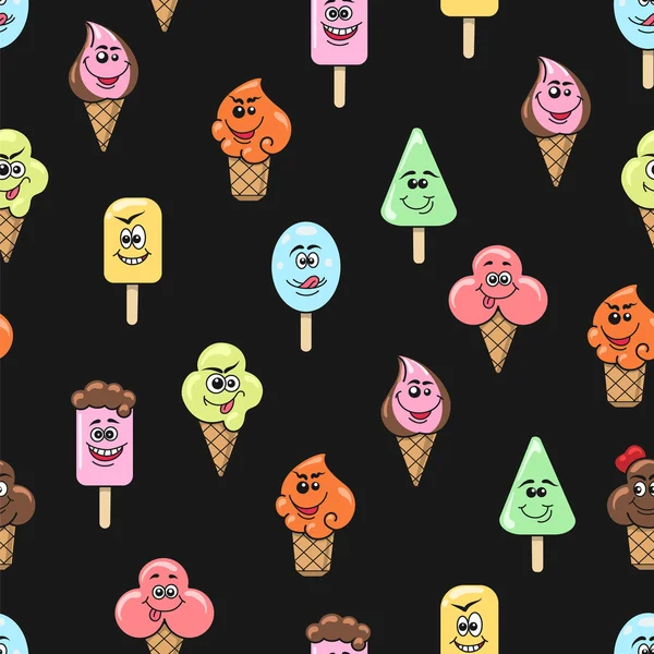 Kawaii helado patrón sin costura — Archivo Imágenes Vectoriales