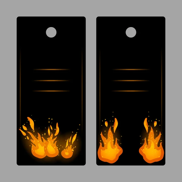 Bandeiras-tags verticais com fogo — Vetor de Stock
