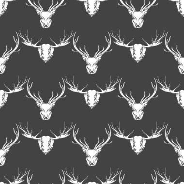 Geyik ve elk kafaları seamless modeli