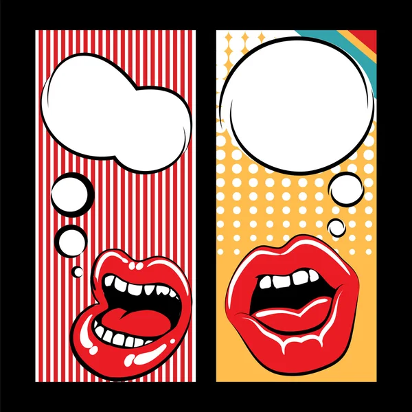 Pop art style templates with mouth — Stock Vector