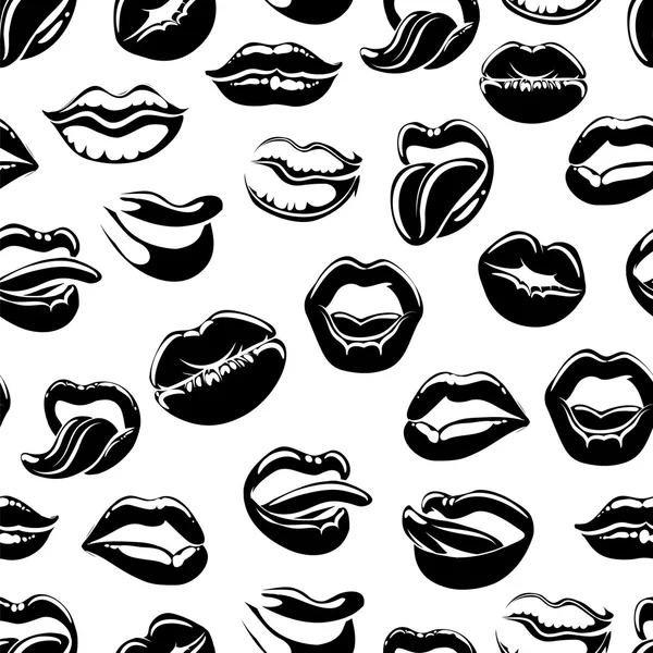Nahtloses Muster mit schwarzen sexy Lippen — Stockvektor