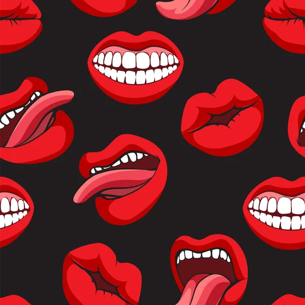 Pop art style bouche motif sans couture — Image vectorielle