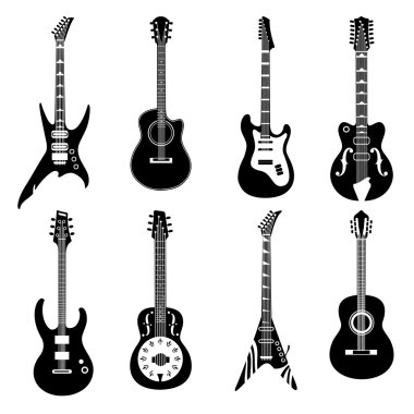 Siyah gitar simgeler kümesi