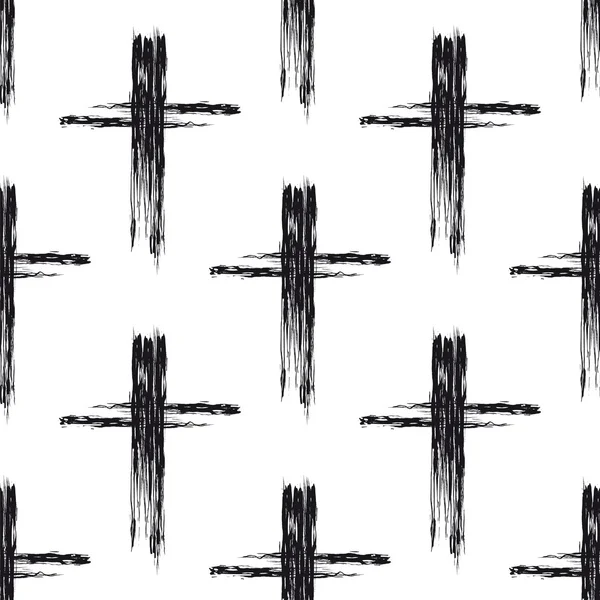 Seamless mönster med svart grunge korsar — Stock vektor