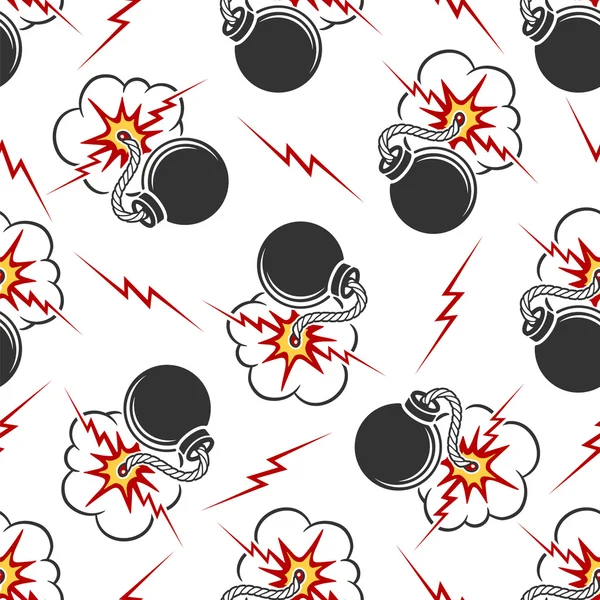 Seamless pattern with cartoon bombs — Stock Vector