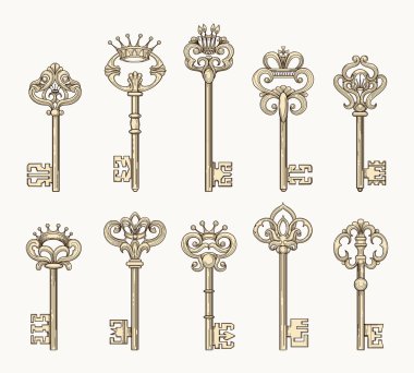 Vektör antika anahtarları Icon set