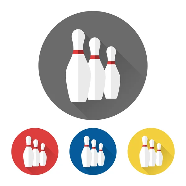 Flat bowling skittles icons — Stock Vector