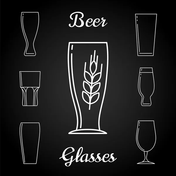 Linky piva sklenice ikony na tabuli — Stockový vektor