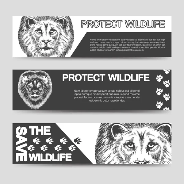 Protect nature banners with lion