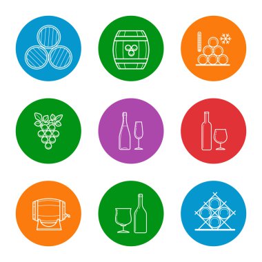 Şarap satır Icons set